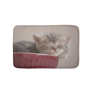 Alfombrilla De Baño Gatito que duerme en un cuenco