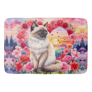 Alfombrilla De Baño Gatito siamés en el corazón de la puesta de sol de