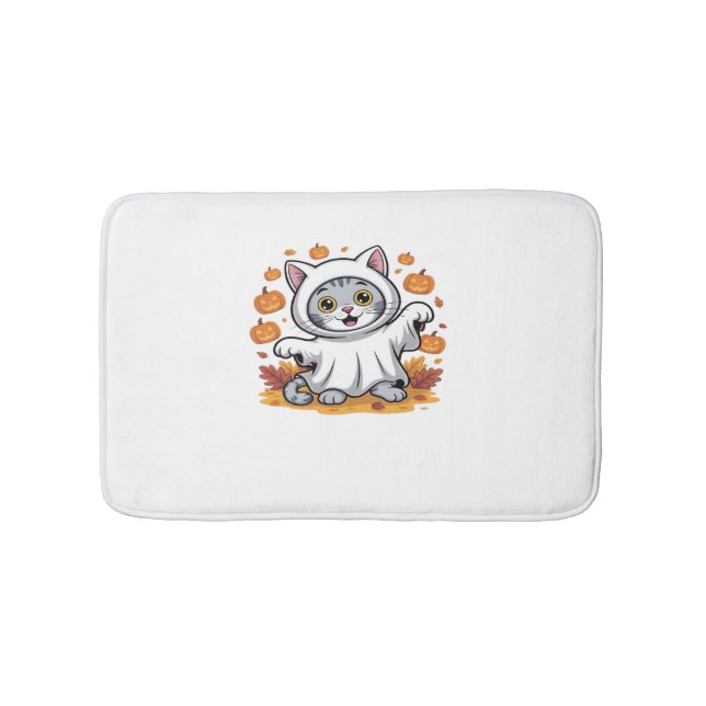 Alfombrilla De Baño Gatito vestido como un fantasma para el clásico de (Anverso)