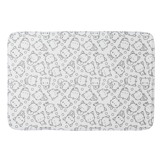 Alfombrilla De Baño Gatitos y puntos de polka negros y blancos (Anverso)