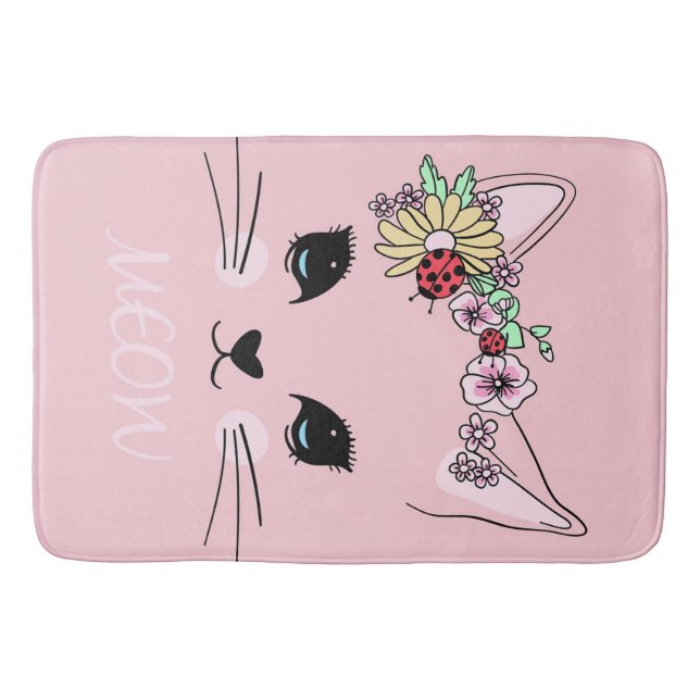 Alfombrilla De Baño Gato Adorable | Masa de carne rosada (Anverso)