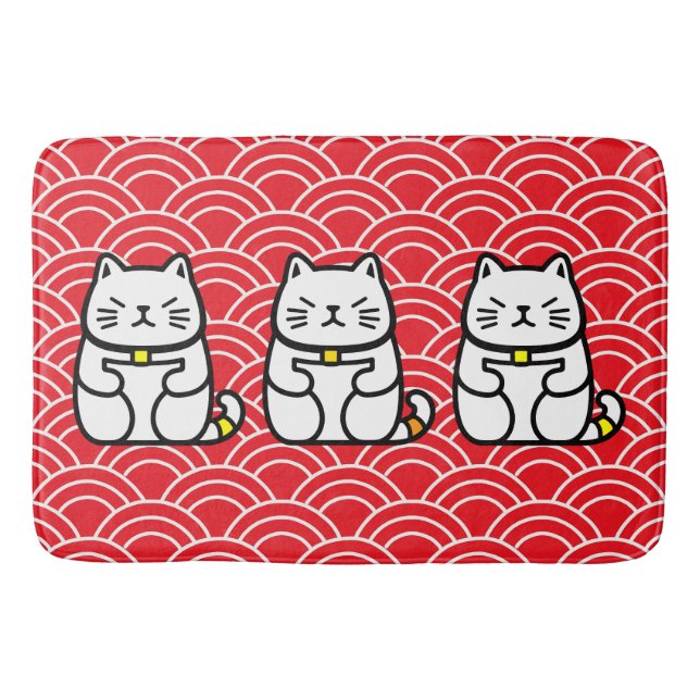 Alfombrilla De Baño Gato afortunado japonés o Maneki-Neko (Anverso)