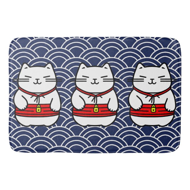 Alfombrilla De Baño Gato afortunado japonés o Maneki-Neko (Anverso)