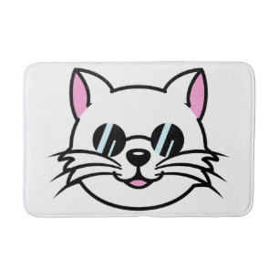 Alfombrilla De Baño Gato blanco con gafas negras / gafas de sol