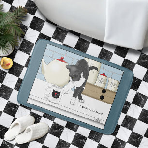 Alfombrilla De Baño Gato blanco gris Funny Tea Mug Kitchen