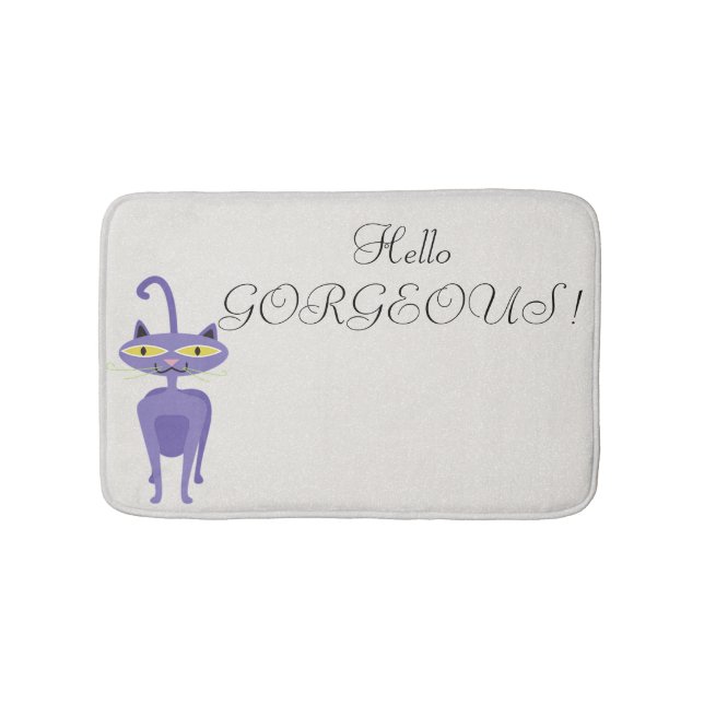 Alfombrilla De Baño Gato Caprichoso y Fantasioso, Brillo- Hola Precios (Anverso)