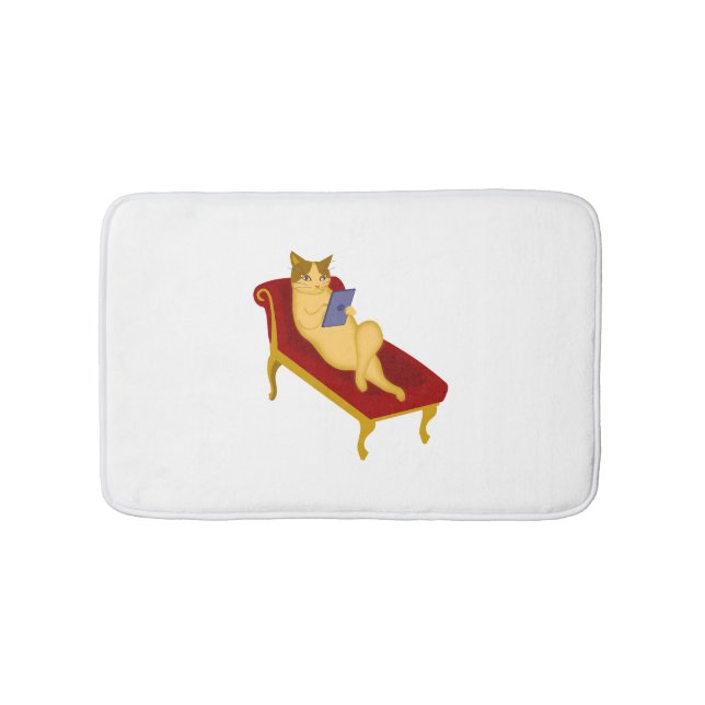 Alfombrilla De Baño Gato con gadget clipart (Anverso)