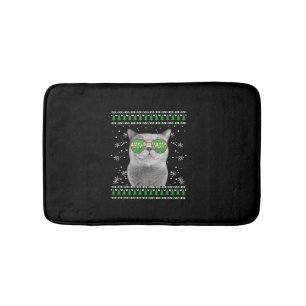 Alfombrilla De Baño Gato con gafas de sol Navidades feos suéter