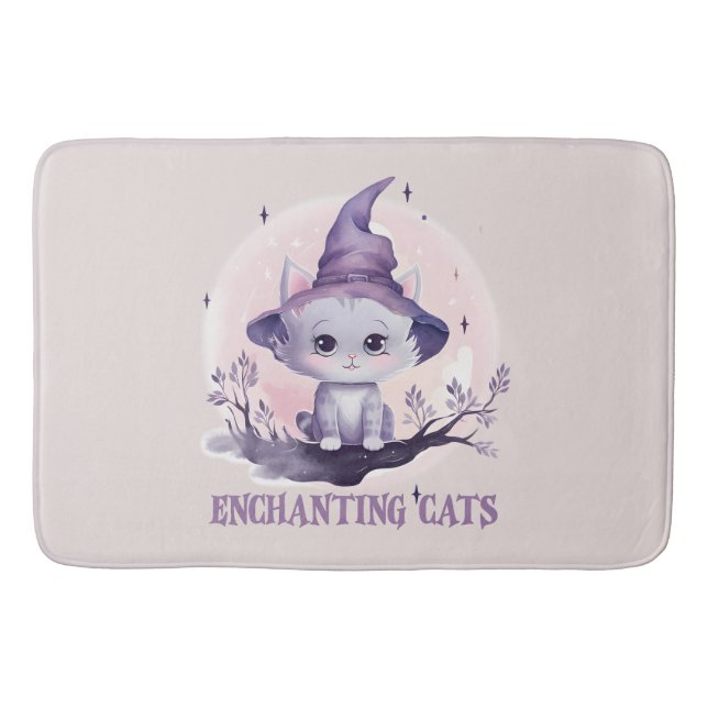 Alfombrilla De Baño Gato de bruja encantador (Anverso)