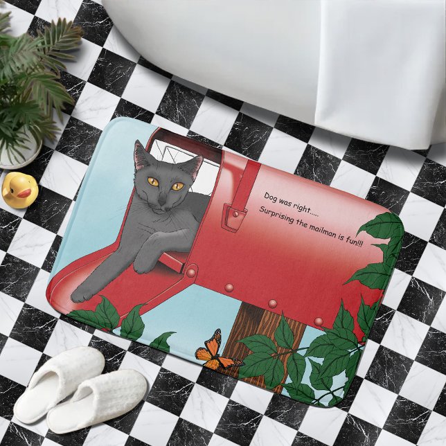 Alfombrilla De Baño Gato de caja de correo rojo (Subido por el creador)