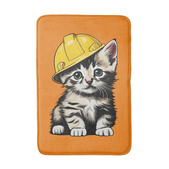 Alfombrilla De Baño Gato de construcción (Frente vertical)