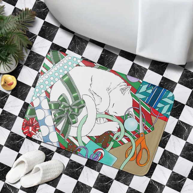Alfombrilla De Baño Gato de Navidades blancos (Subido por el creador)