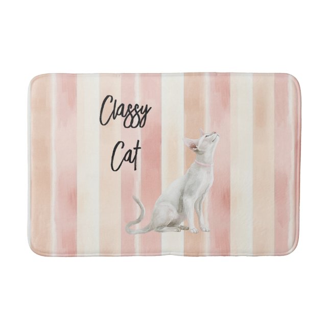 Alfombrilla De Baño Gato de rayas de crema rosada de bonito (Anverso)