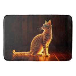 Alfombrilla De Baño Gato de tabby iluminación cálida animal aura de br