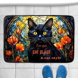Alfombrilla De Baño Gato de vidrio templado Art Nouveau