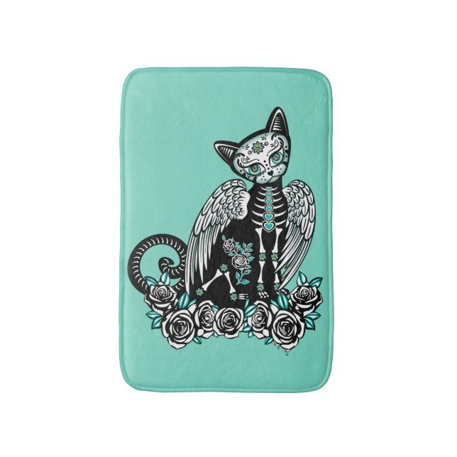 Alfombrilla De Baño Gato del cráneo del azúcar (Frente vertical)