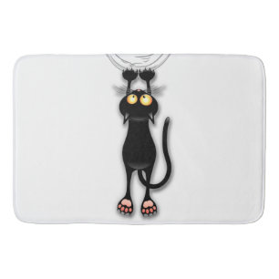 Alfombrilla De Baño Gato divertido personaje rascando tela