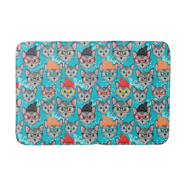 Alfombrilla De Baño Gato en el gorra (Anverso)