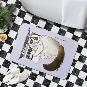 Alfombrilla De Baño Gato esponjoso Ragdoll Lavanda Portátil Divertido