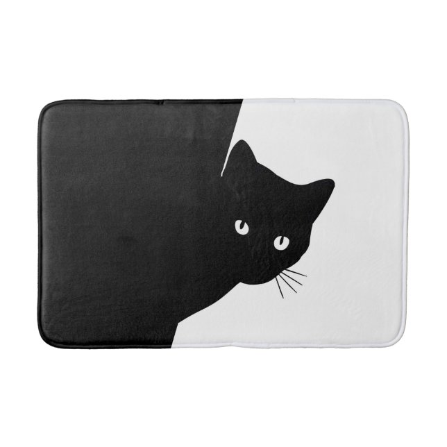 Alfombrilla De Baño Gato negro astuto (Anverso)