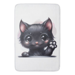 Alfombrilla De Baño Gato negro de Kawaii Adorable