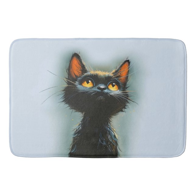 Alfombrilla De Baño Gato negro encantado (Anverso)