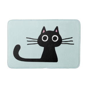 Alfombrilla De Baño Gato negro gatito raro con largos Whiskers