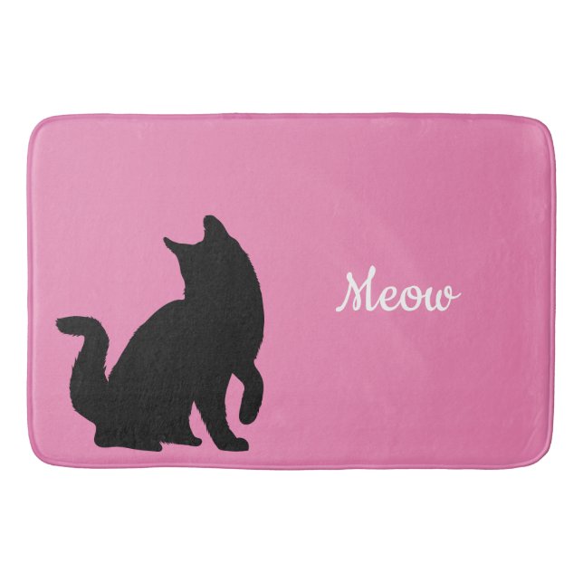 Alfombrilla De Baño Gato negro rosado (Anverso)