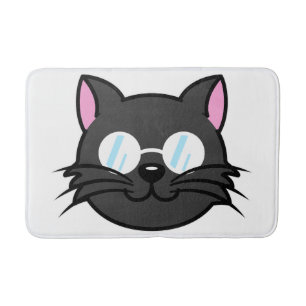 Alfombrilla De Baño Gato oscuro Gato negro Gato Gris vestido con lente