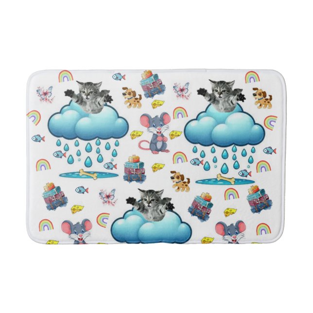 Alfombrilla de baño Gato Perro Ratón Arcoíris Ques (Anverso)