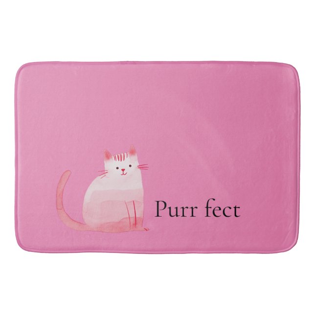 Alfombrilla De Baño Gato Pink Purrfect (Anverso)