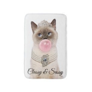 Alfombrilla De Baño Gato Princesa Soplando Goma De Burbuja