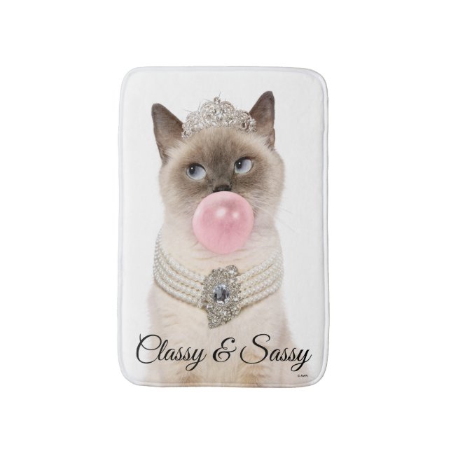 Alfombrilla De Baño Gato Princesa Soplando Goma De Burbuja (Frente vertical)