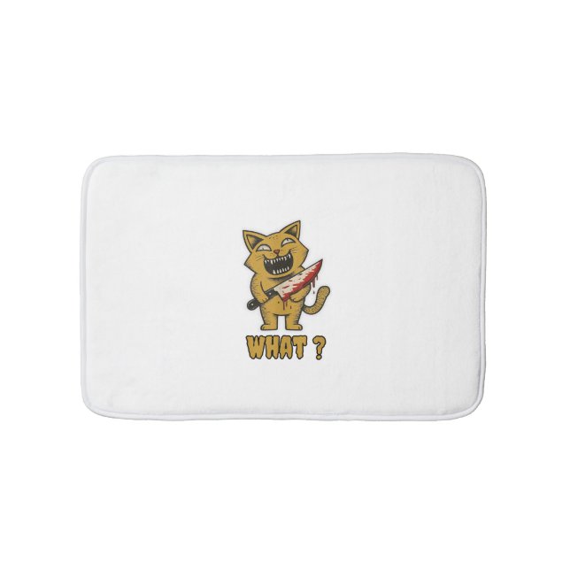 Alfombrilla De Baño Gato qué _ Gracioso gato escalofriante con cuchill (Anverso)