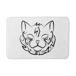 Alfombrilla De Baño Gato tribal negro y blanco
