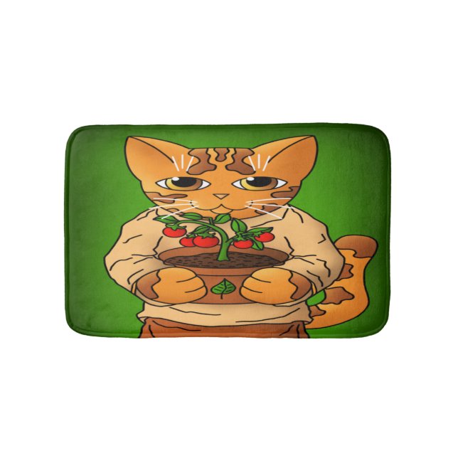Alfombrilla De Baño Gato Vegan Gardener (Anverso)