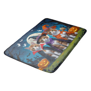 Alfombrilla De Baño Gatos abisinios Calabaza Halloween Divertido