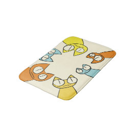 Alfombrilla De Baño Gatos coloridos de la porción el mirar fijamente