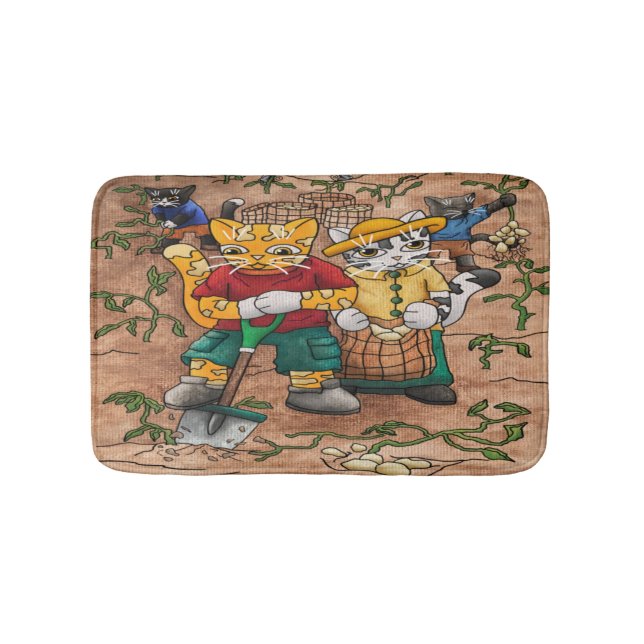 Alfombrilla De Baño Gatos de cosecha de papa (Anverso)