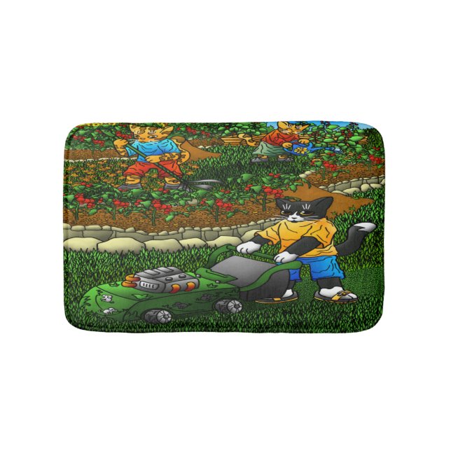 Alfombrilla De Baño Gatos de jardinería de verano (Anverso)