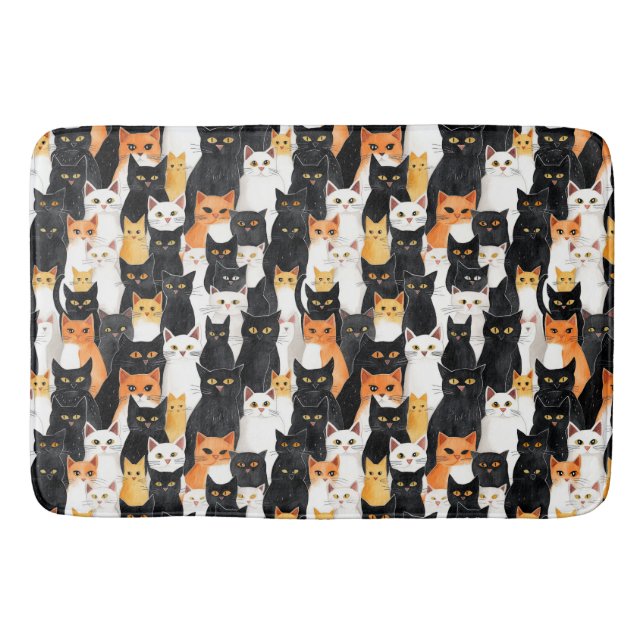 Alfombrilla De Baño Gatos de Naranja blanco negro (Anverso)