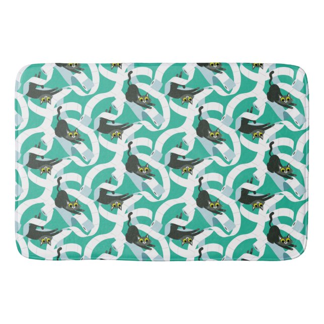 Alfombrilla De Baño Gatos de papel higiénico locos (Anverso)