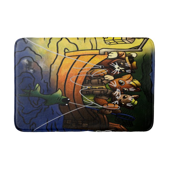 Alfombrilla De Baño Gatos de pesca nocturna (Anverso)