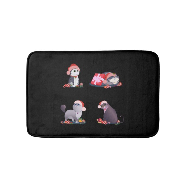 Alfombrilla De Baño Gatos En Navidades Amantes De Los Animales (Anverso)