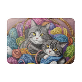 Alfombrilla De Baño Gatos en una canasta
