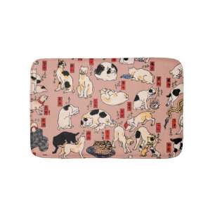Alfombrilla De Baño gatos japoneses Ukiyo-e Funny kitty
