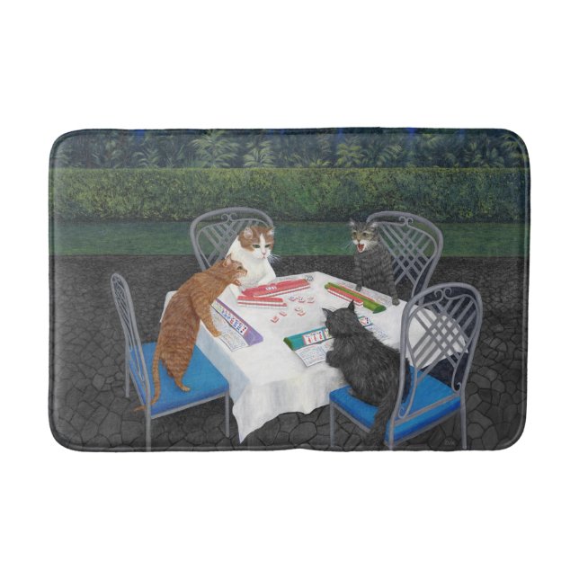 Alfombrilla De Baño Gatos jugando Mahjong (Anverso)