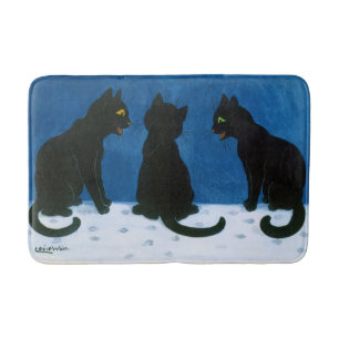 Alfombrilla De Baño Gatos negros en la nieve, Louis Wain