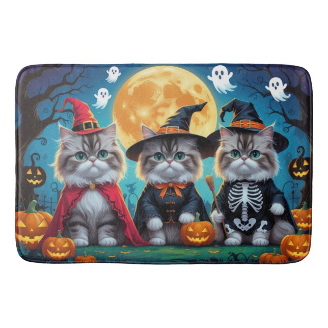 Alfombrilla De Baño Gatos persas Calabaza Halloween Funny (Anverso)