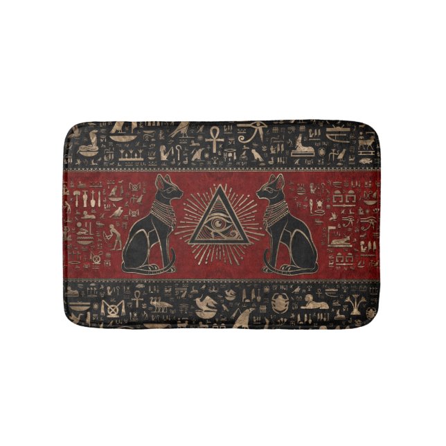 Alfombrilla De Baño Gatos y ojos egipcios en Horus (Anverso)